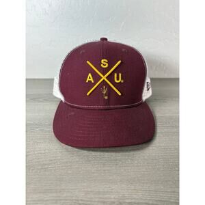 Arizona State University Sun‎ Devils New Era Men's Maroon White Trucker Hat- EUC